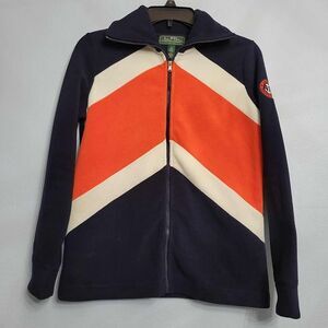 Lauren Ralph Lauren Active Womens Full Zip Fleece Jacket Navy Orange Colorblock